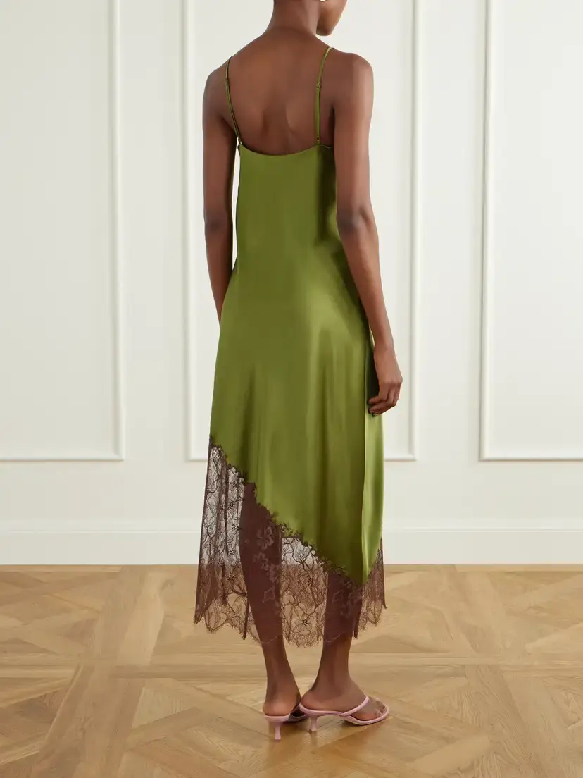 Staud Lara Lace-trimmed Silk-blend Midi Dress | Thumbnail 3 Staud Lara Lace-trimmed Silk-blend Midi Dress | Thumbnail 3