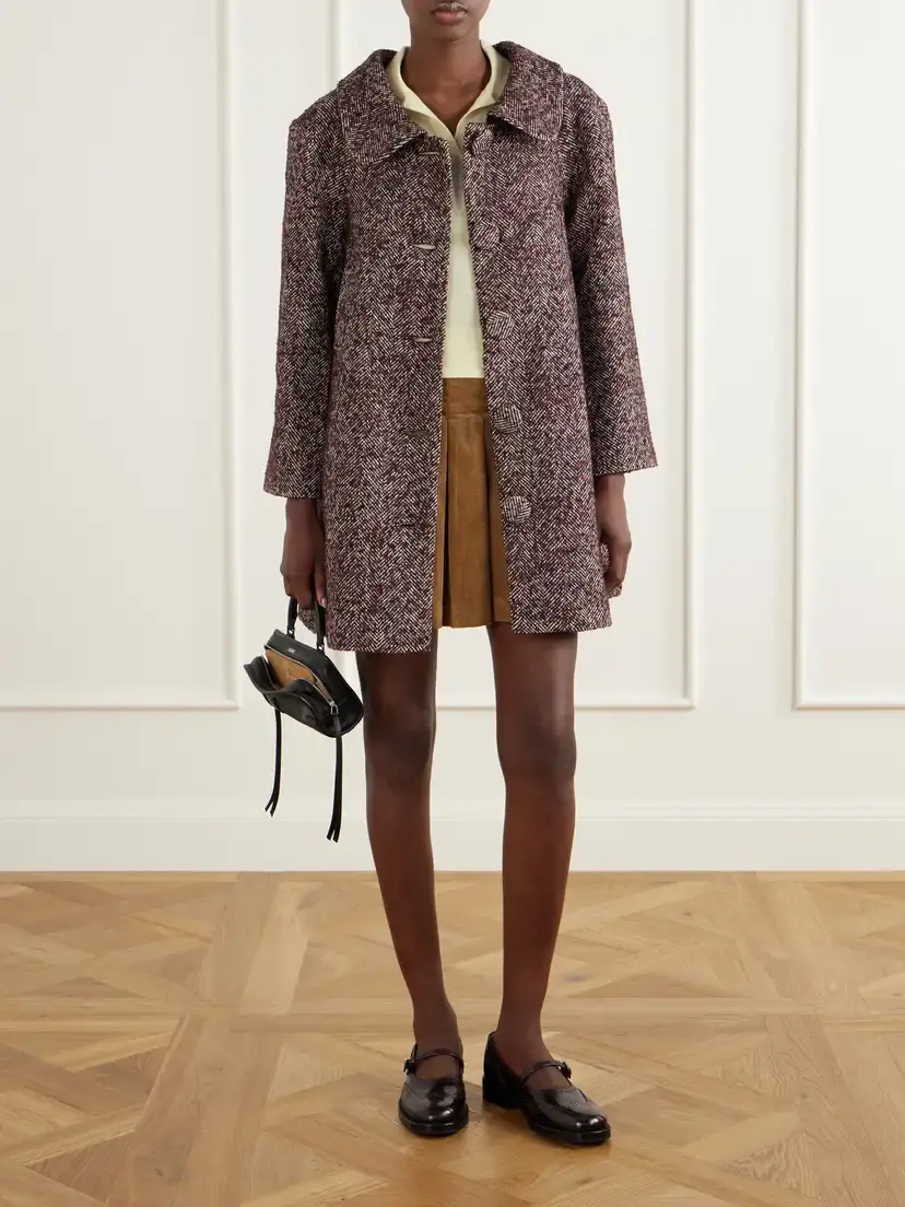 SHUSHU/TONG Wool-blend Herringbone Long Coat | Thumbnail 2 SHUSHU/TONG Wool-blend Herringbone Long Coat | Thumbnail 2