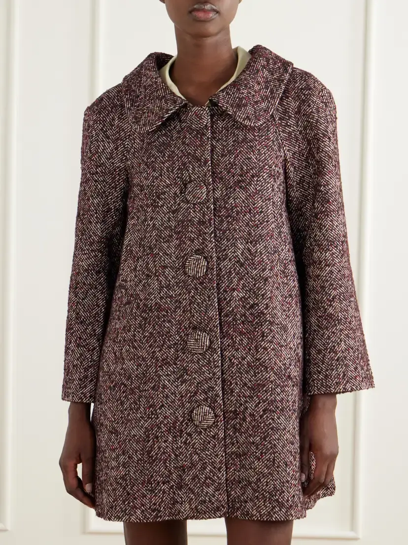 SHUSHU/TONG Wool-blend Herringbone Long Coat | Thumbnail 3 SHUSHU/TONG Wool-blend Herringbone Long Coat | Thumbnail 3