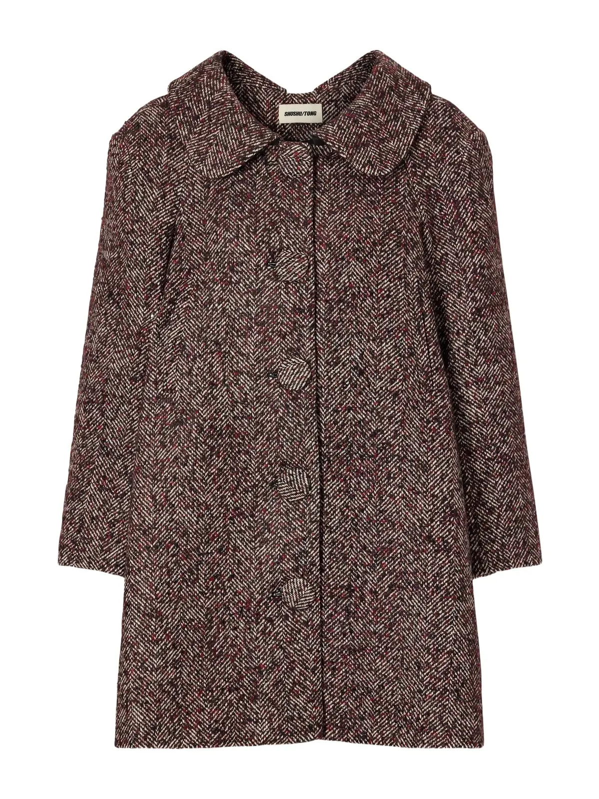 Wool-blend Herringbone Long Coat