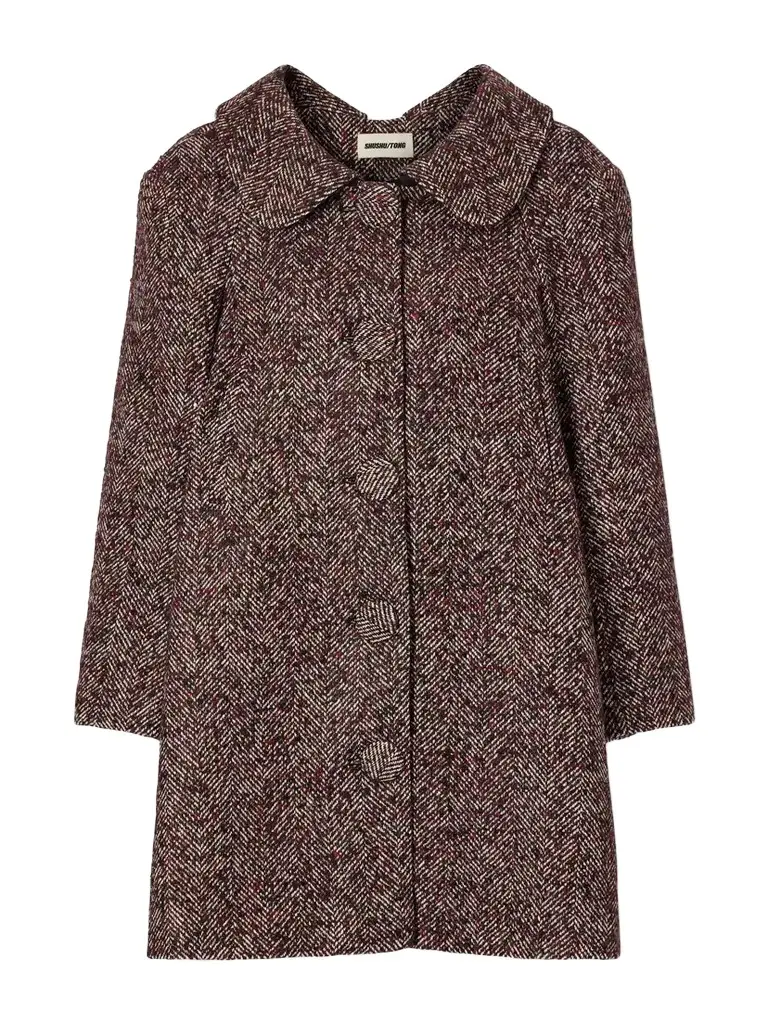 SHUSHU/TONG Wool-blend Herringbone Long Coat