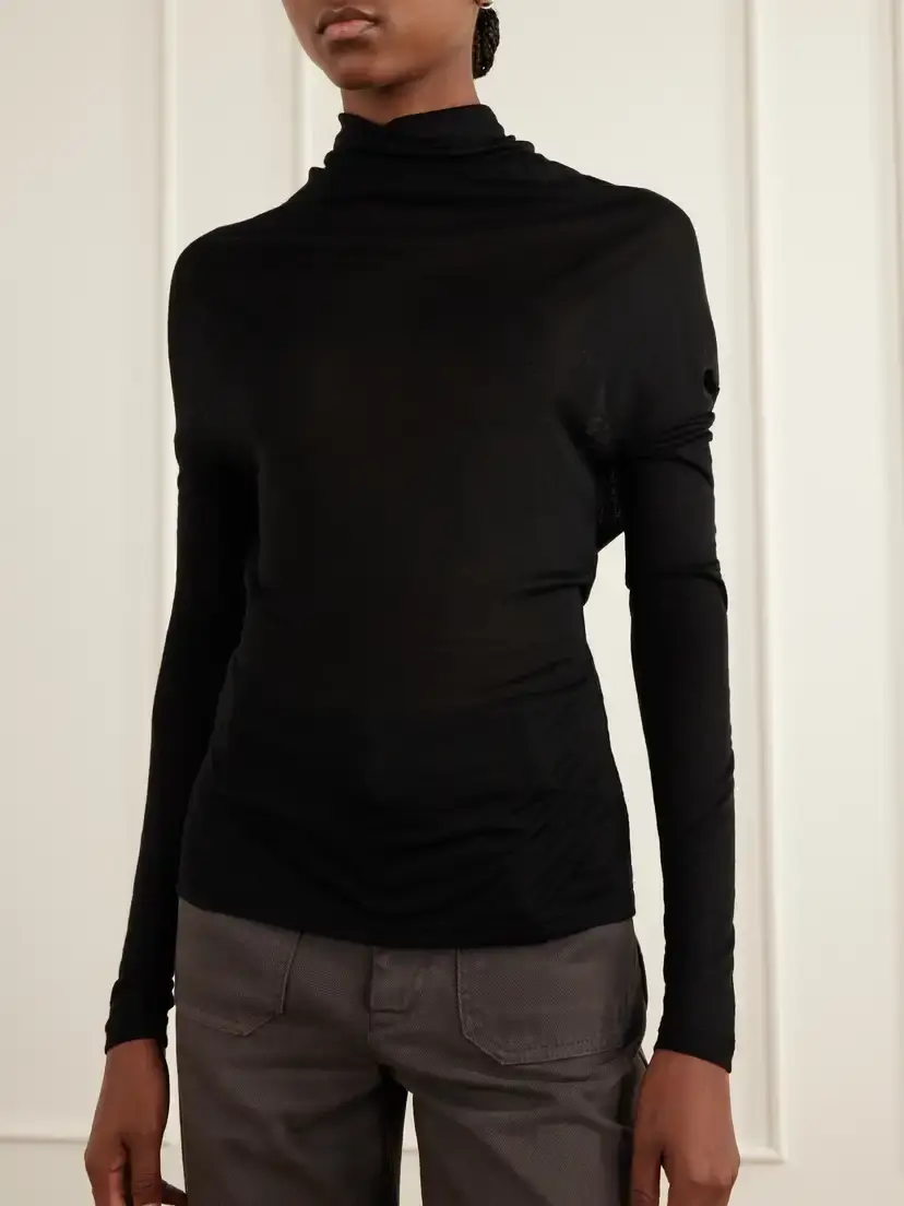 Victoria Beckham Gathered Stretch-jersey Blouse | Thumbnail 3