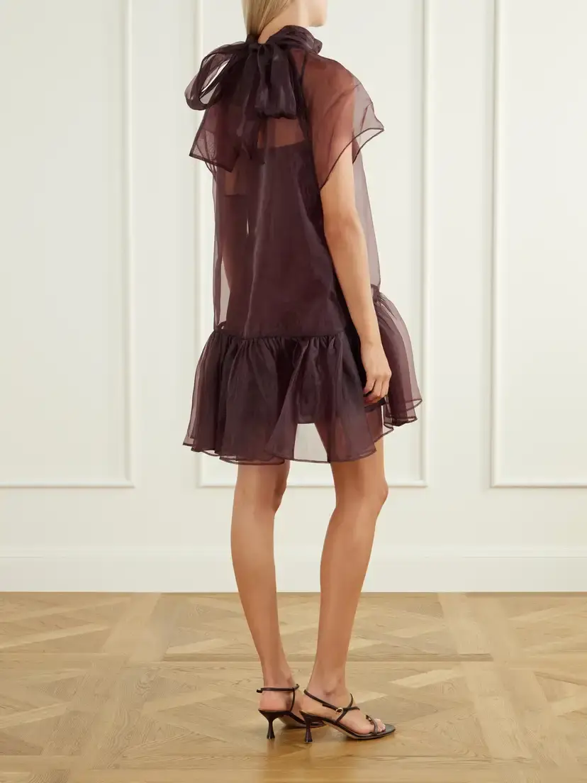 Simkhai Bow-detailed Organza Mini Dress | Thumbnail 3 Simkhai Bow-detailed Organza Mini Dress | Thumbnail 3