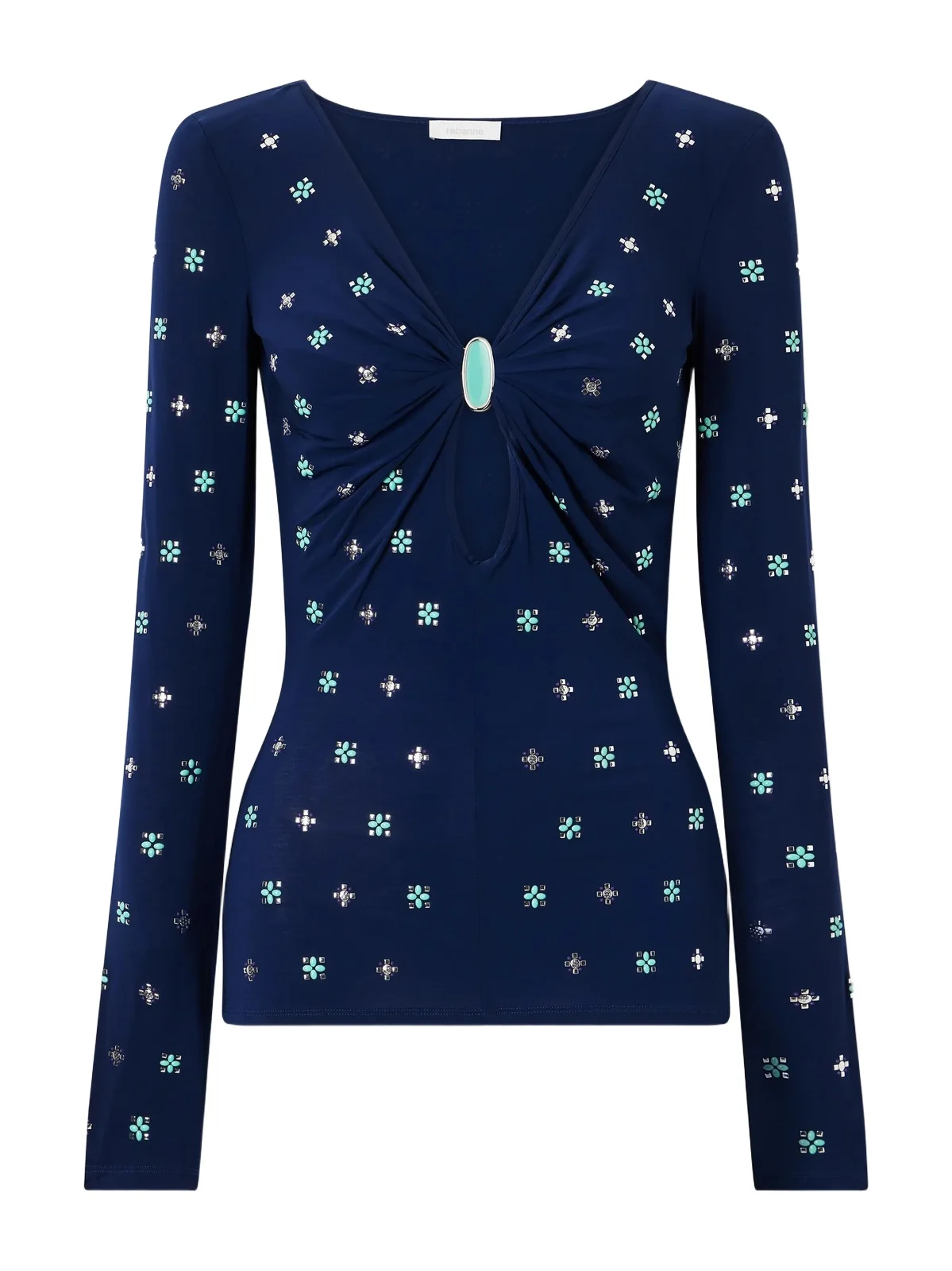 Cut-out Embellished Stretch-jersey Top