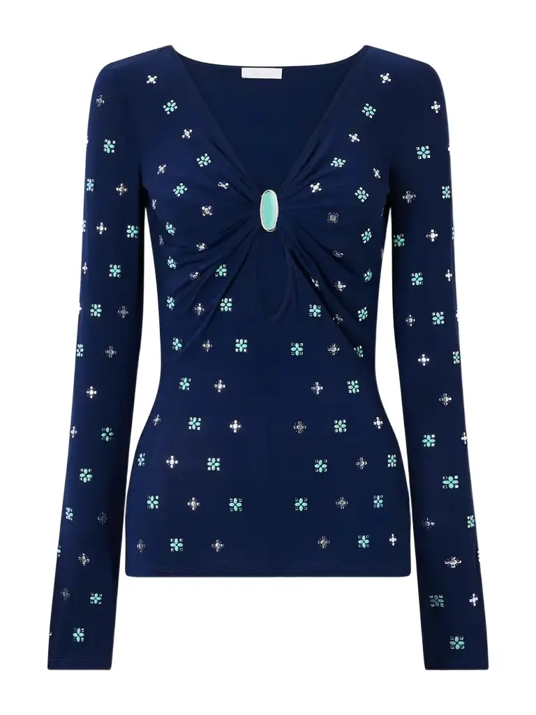 Rabanne Cut-out Embellished Stretch-jersey Top | Image 1 Rabanne Cut-out Embellished Stretch-jersey Top | Image 1