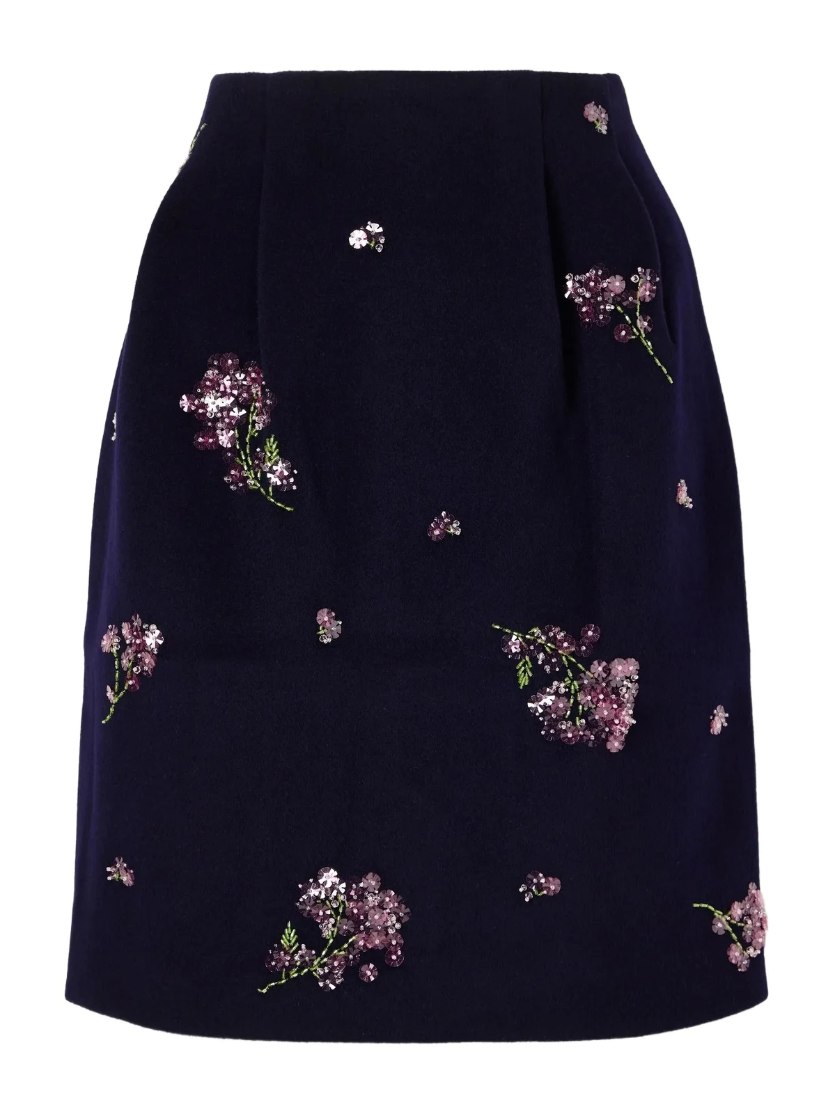 Sequin-embellished Wool Midi Skirt