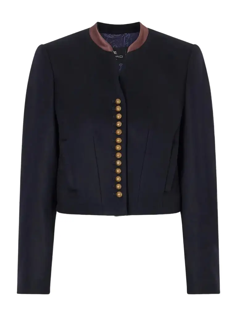 Etro Satin-trimmed Wool-blend Jacket | Image 1 Etro Satin-trimmed Wool-blend Jacket | Image 1