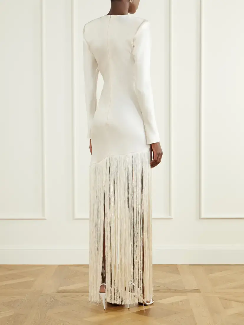 Ilkyaz Ozel Vesper Fringed Satin Gown | Thumbnail 3 Ilkyaz Ozel Vesper Fringed Satin Gown | Thumbnail 3
