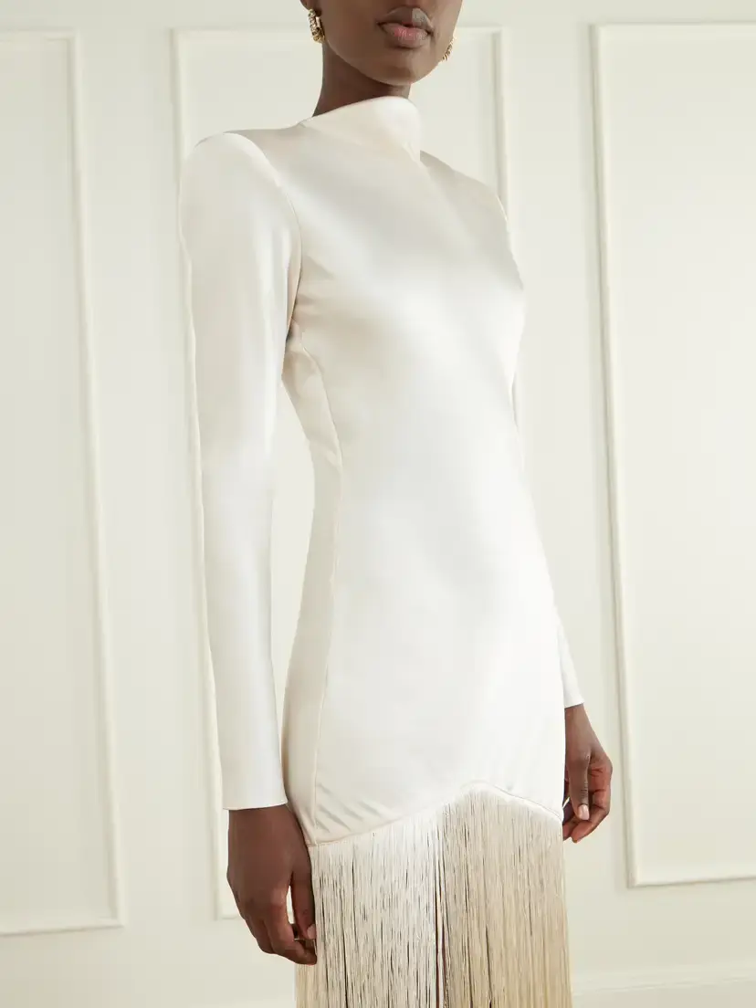Ilkyaz Ozel Vesper Fringed Satin Gown | Thumbnail 4 Ilkyaz Ozel Vesper Fringed Satin Gown | Thumbnail 4