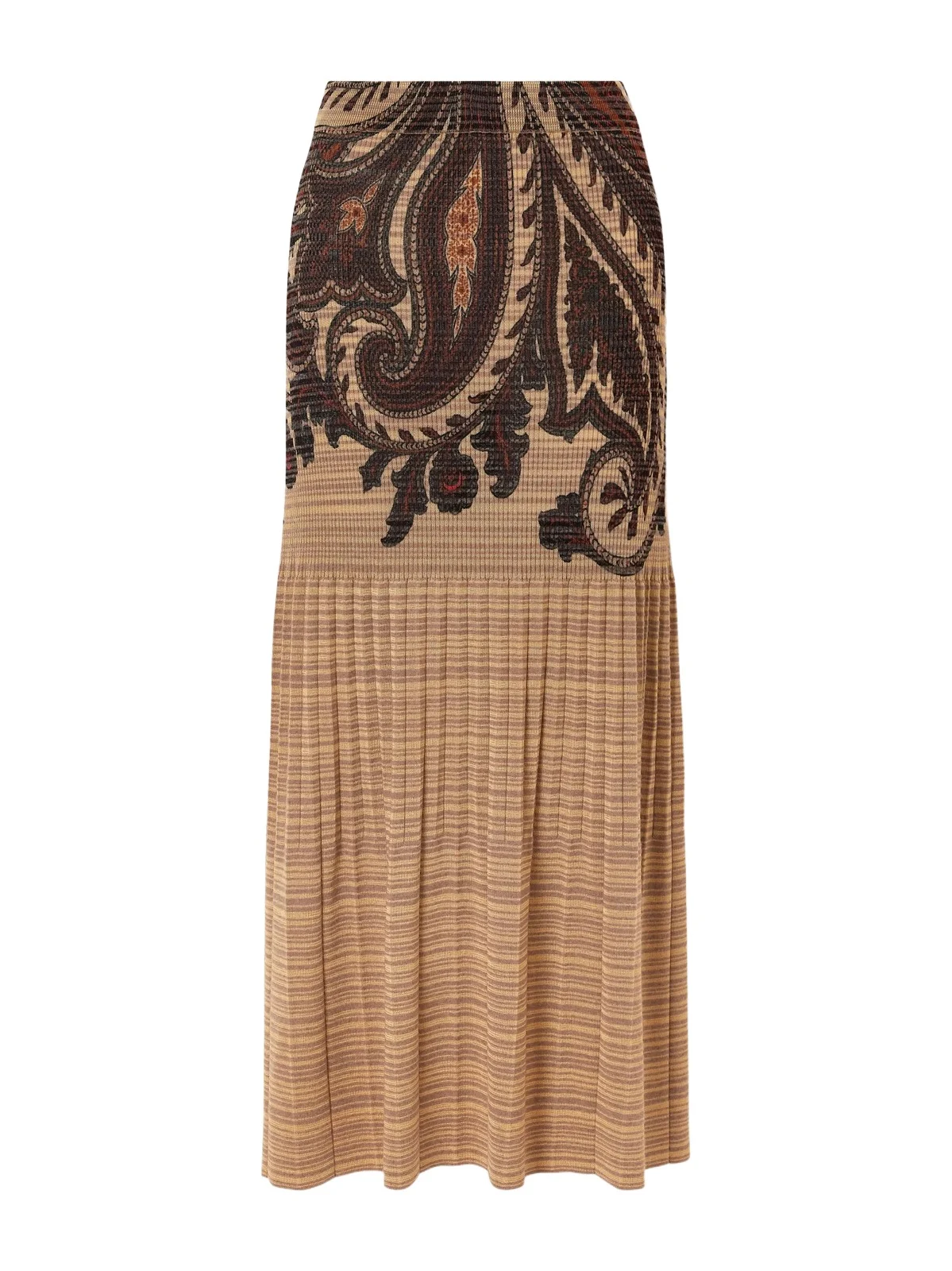 Etro Paisley Printed Plissé-knit Midi Skirt