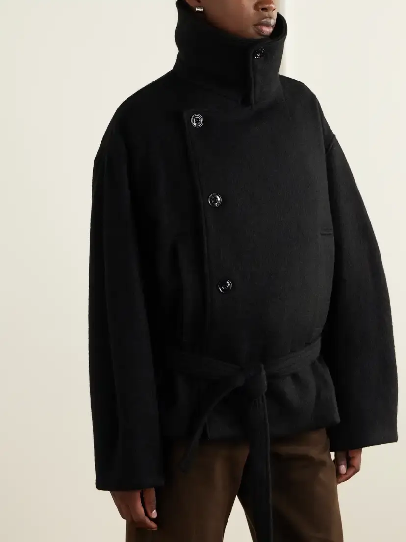 Lemaire Belted Wool And Alpaca-blend Coat - Black | Thumbnail 3 Lemaire Belted Wool And Alpaca-blend Coat - Black | Thumbnail 3