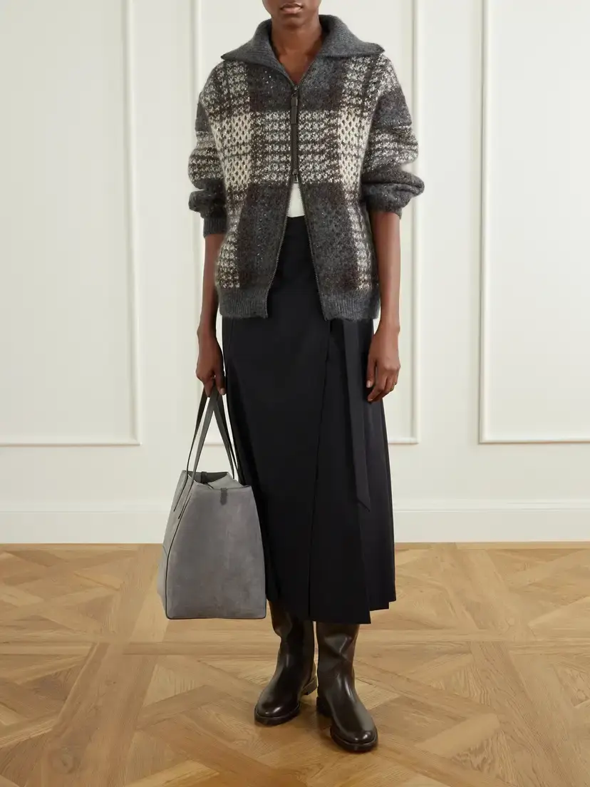 Brunello Cucinelli Pleated Wool-blend Wrap Midi Skirt | Thumbnail 2 Brunello Cucinelli Pleated Wool-blend Wrap Midi Skirt | Thumbnail 2