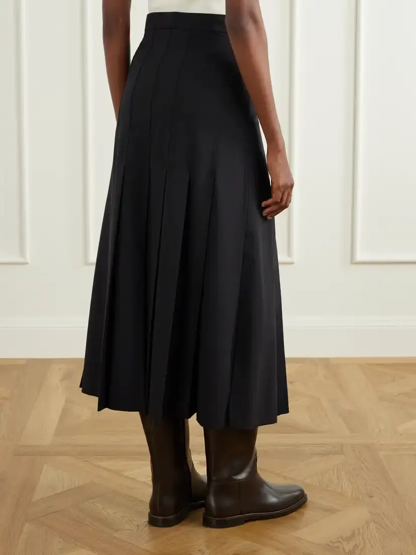 Brunello Cucinelli Pleated Wool-blend Wrap Midi Skirt | Thumbnail 4 Brunello Cucinelli Pleated Wool-blend Wrap Midi Skirt | Thumbnail 4
