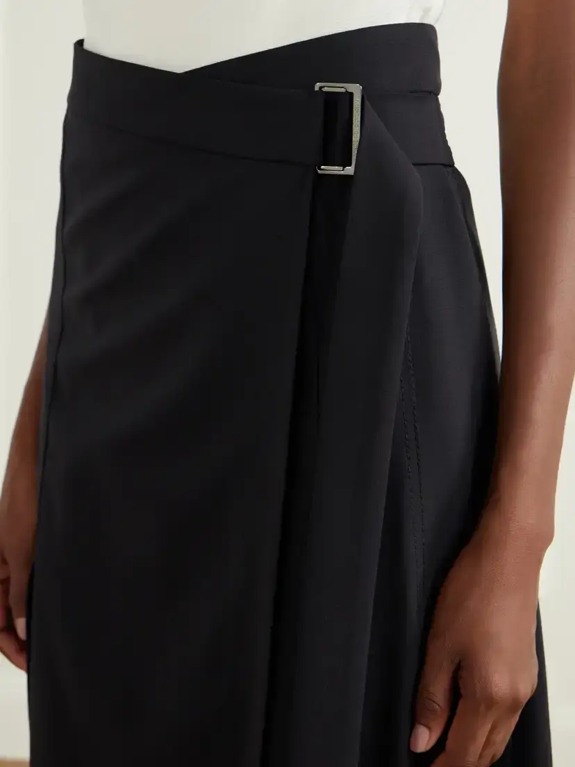 Brunello Cucinelli Pleated Wool-blend Wrap Midi Skirt | Thumbnail 5 Brunello Cucinelli Pleated Wool-blend Wrap Midi Skirt | Thumbnail 5