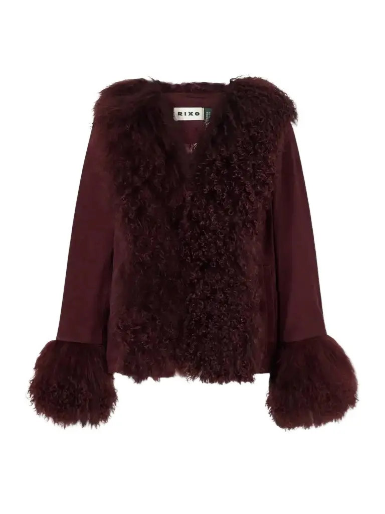 Rixo Shearling-trimmed Suede Jacket | Image 1 Rixo Shearling-trimmed Suede Jacket | Image 1