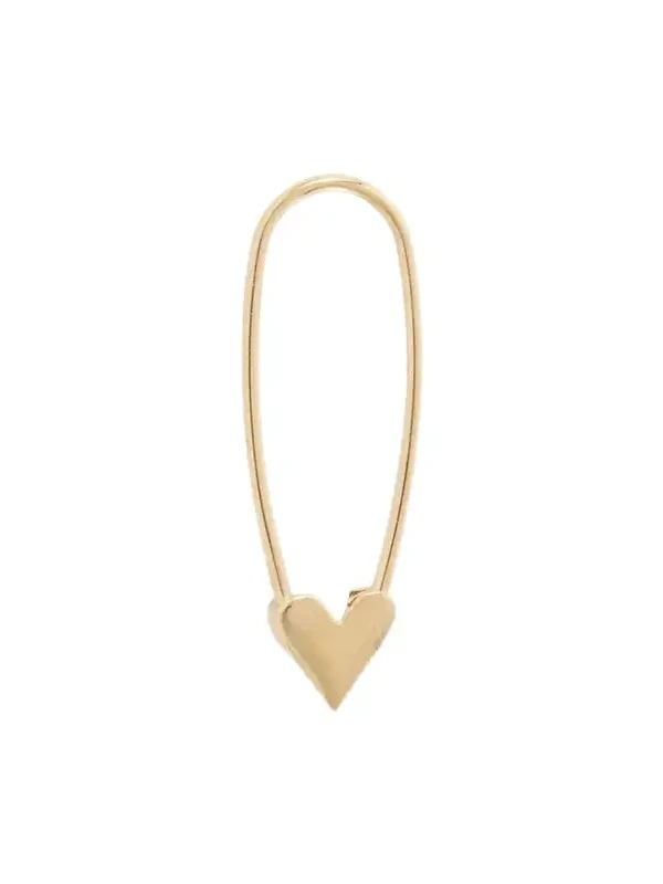 Loren Stewart Mini Heart Safety Pin 14-karat Gold Earring