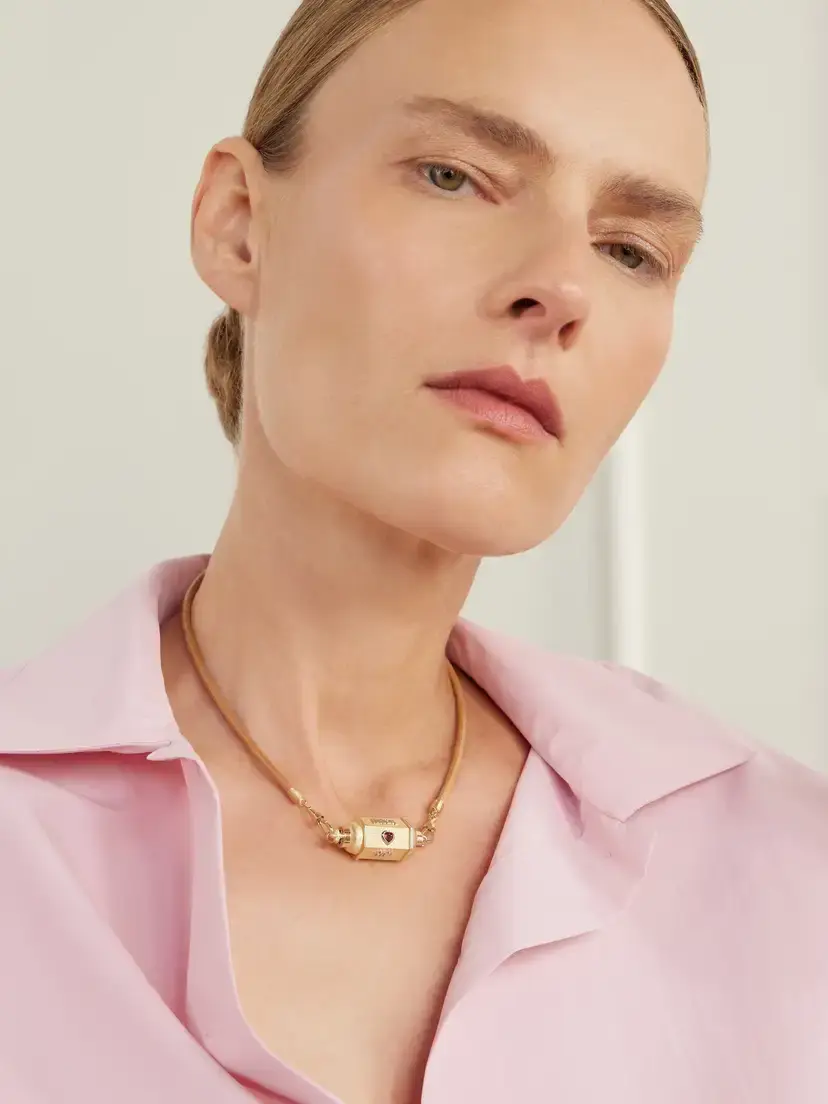 Marie Lichtenberg Love You Locket 18-karat Yellow And White Gold, Ruby, Diamond And Leather Necklace | Thumbnail 2 Marie Lichtenberg Love You Locket 18-karat Yellow And White Gold, Ruby, Diamond And Leather Necklace | Thumbnail 2