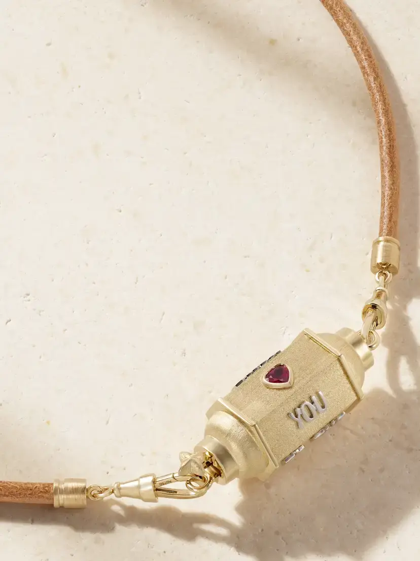 Marie Lichtenberg Love You Locket 18-karat Yellow And White Gold, Ruby, Diamond And Leather Necklace | Thumbnail 4 Marie Lichtenberg Love You Locket 18-karat Yellow And White Gold, Ruby, Diamond And Leather Necklace | Thumbnail 4