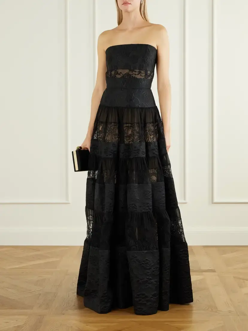Elie Saab Strapless Lace-trimmed Chiffon Gown | Thumbnail 2 Elie Saab Strapless Lace-trimmed Chiffon Gown | Thumbnail 2