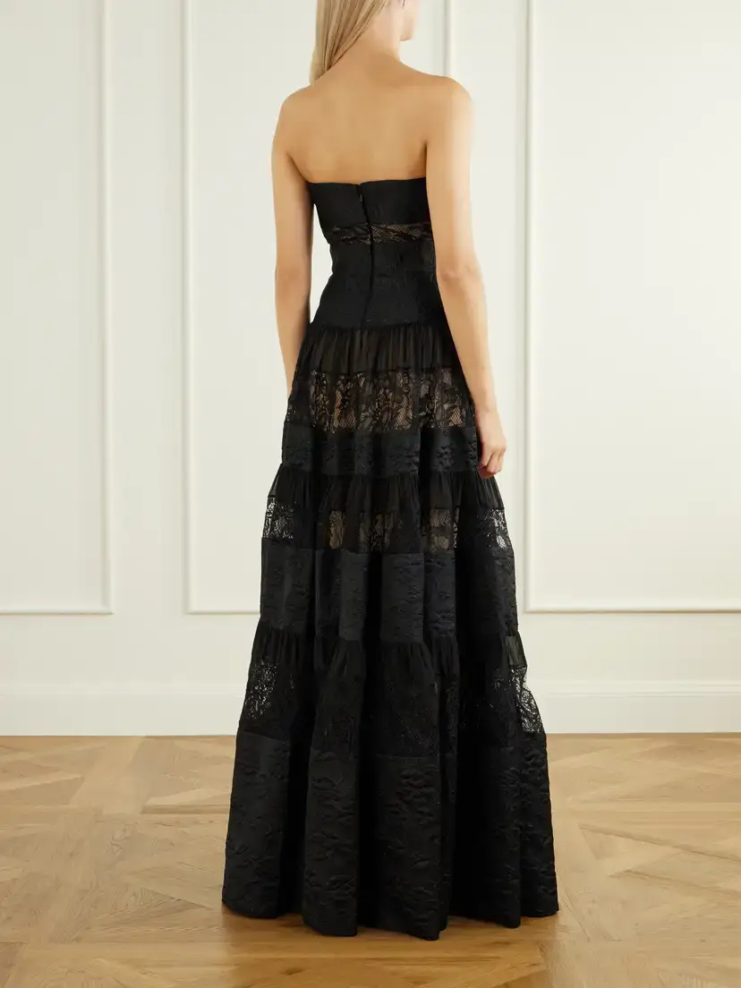 Elie Saab Strapless Lace-trimmed Chiffon Gown | Thumbnail 3 Elie Saab Strapless Lace-trimmed Chiffon Gown | Thumbnail 3