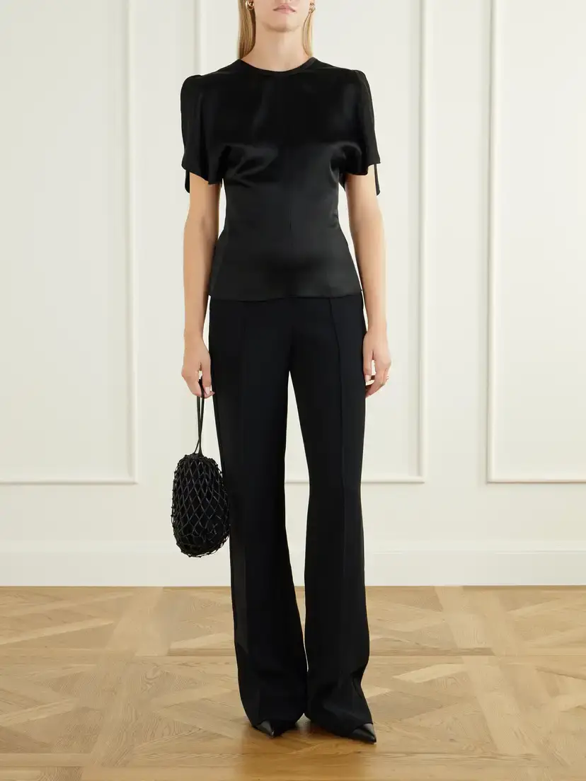 Victoria Beckham Bela Draped Satin Blouse | Thumbnail 2 Victoria Beckham Bela Draped Satin Blouse | Thumbnail 2