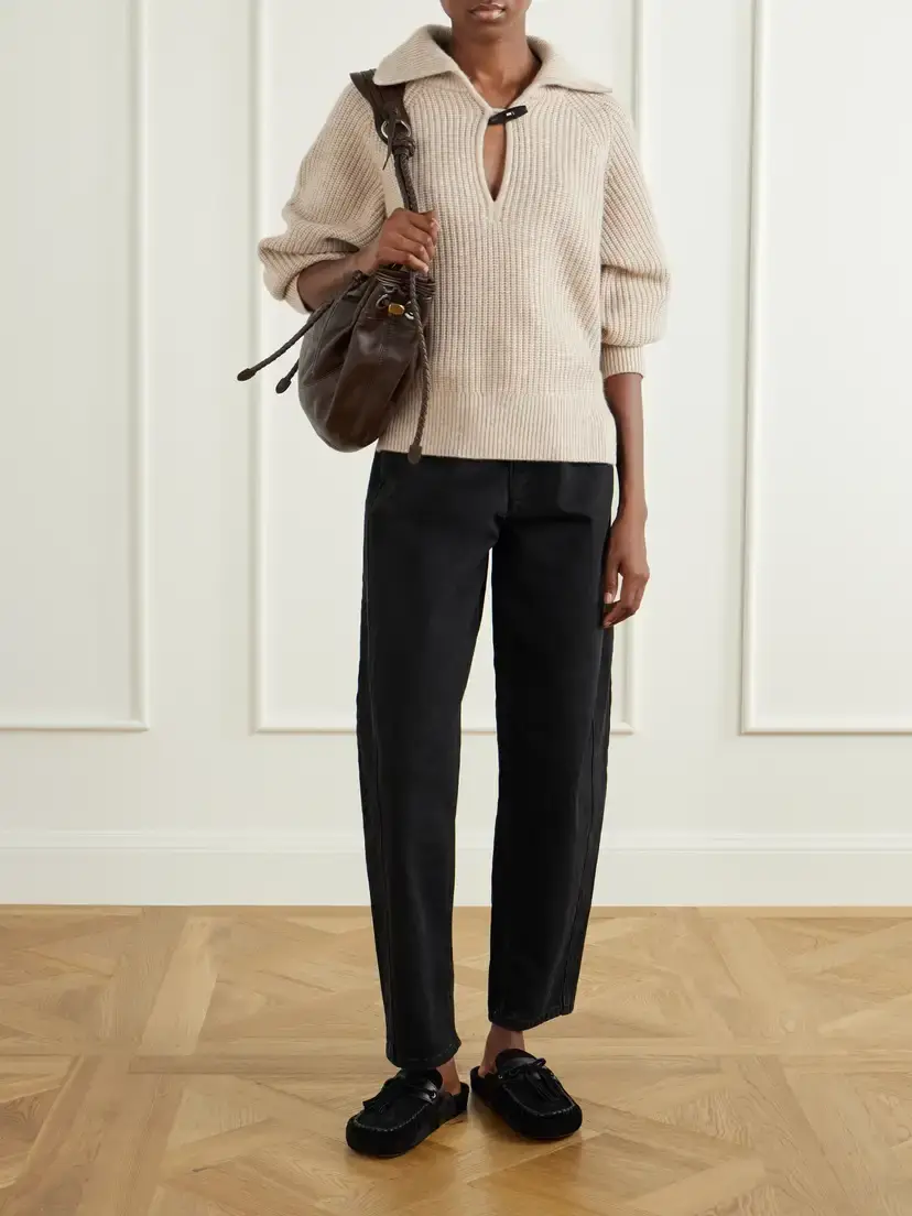 Isabel Marant Miranda Merino Wool And Cashmere-blend Sweater - Neutrals | Thumbnail 2 Isabel Marant Miranda Merino Wool And Cashmere-blend Sweater - Neutrals | Thumbnail 2