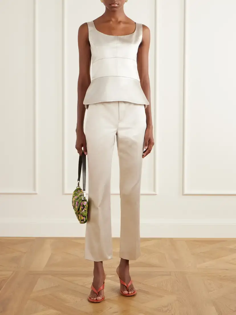 LIBEROWE Lilian Cropped Cotton-blend Duchess Satin Straight-leg Pants | Thumbnail 2 LIBEROWE Lilian Cropped Cotton-blend Duchess Satin Straight-leg Pants | Thumbnail 2