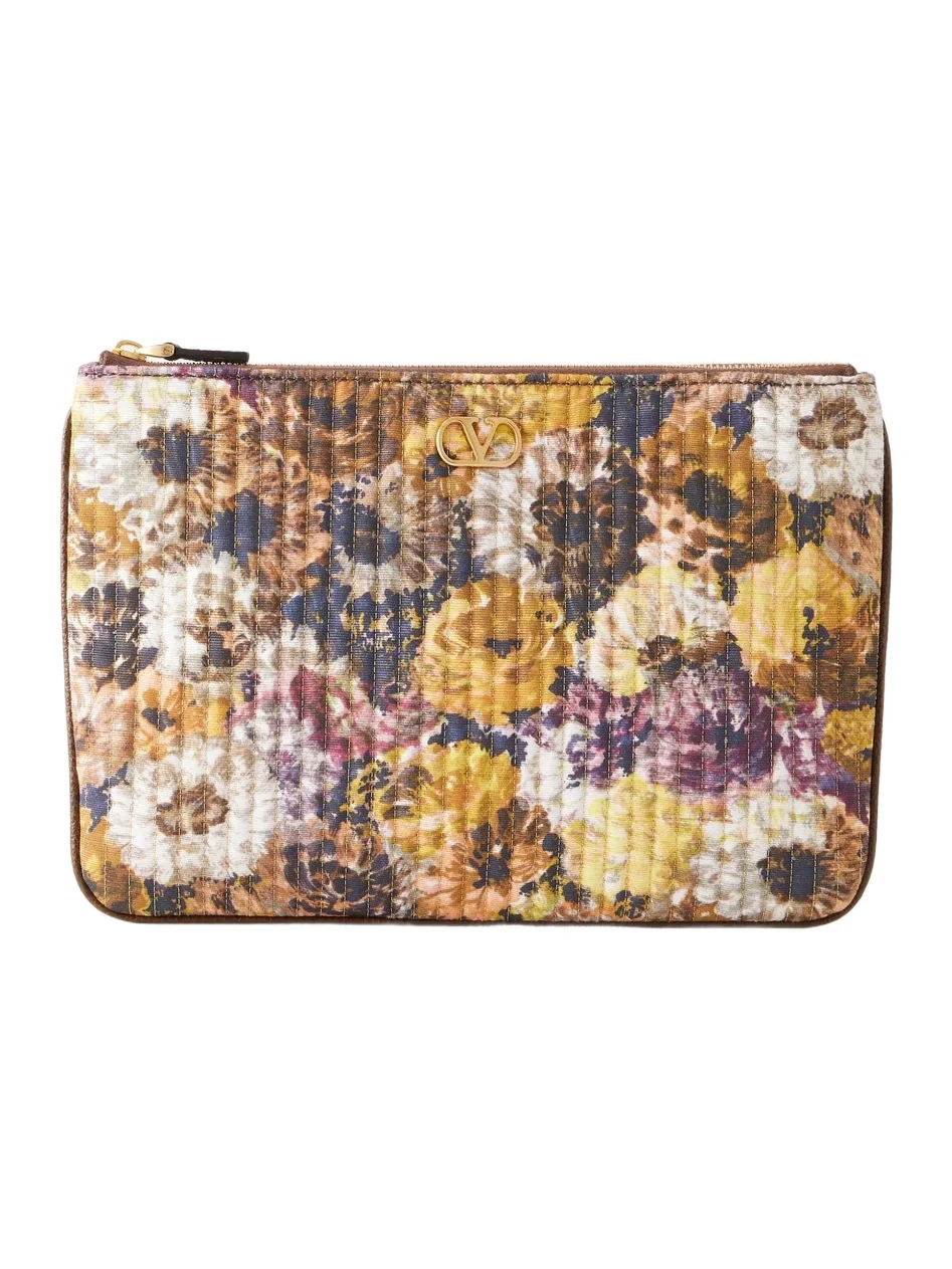 Valentino Garavani Vlogo Floral-print Moire Clutch