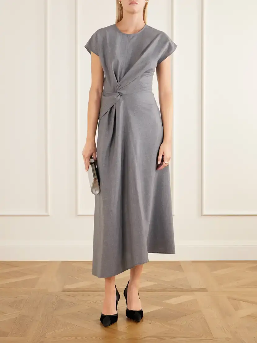 Victoria Beckham Aria Gathered Wool Midi Dress | Thumbnail 2