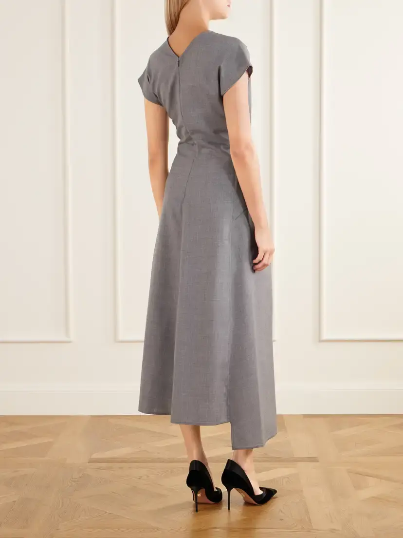 Victoria Beckham Aria Gathered Wool Midi Dress | Thumbnail 3