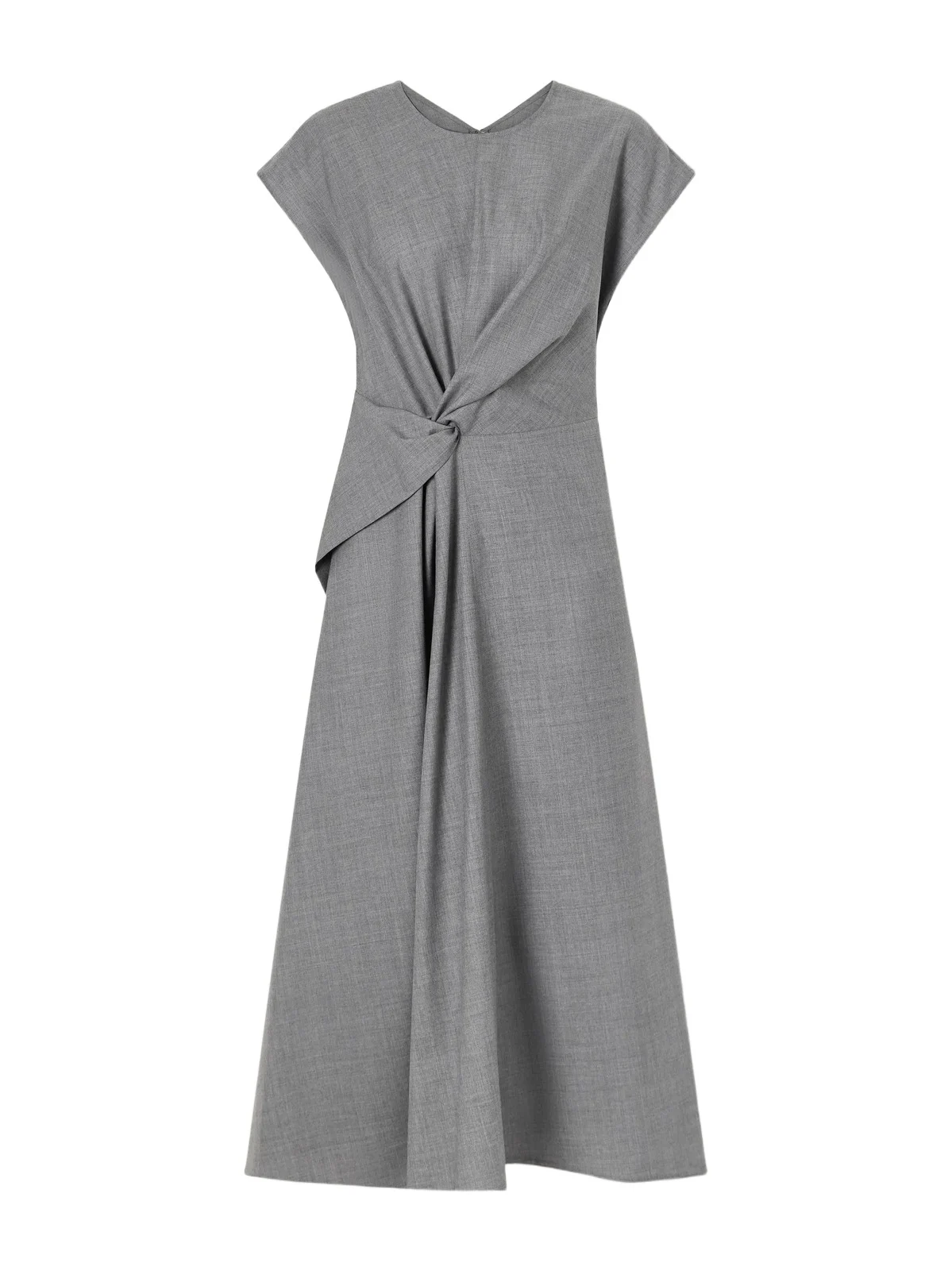 Aria Gathered Wool Midi Dress