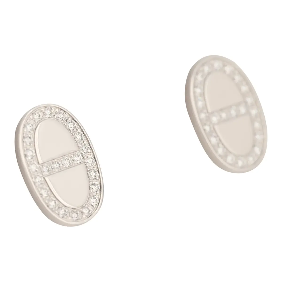 HERMÈS Hermes Chaine D'ancre Contour Stud Earrings White Gold, Diamonds | Thumbnail 2 HERMÈS Hermes Chaine D'ancre Contour Stud Earrings White Gold, Diamonds | Thumbnail 2