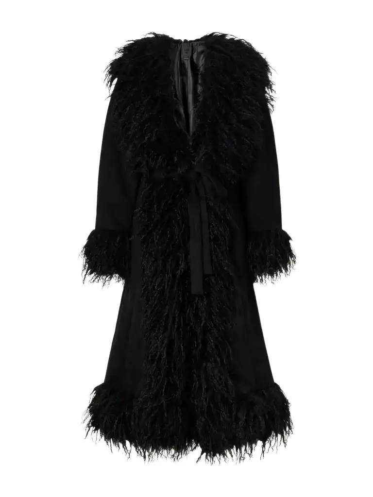 ANNA SUI Belted Plush-trimmed Woven Coat | Image 1 ANNA SUI Belted Plush-trimmed Woven Coat | Image 1