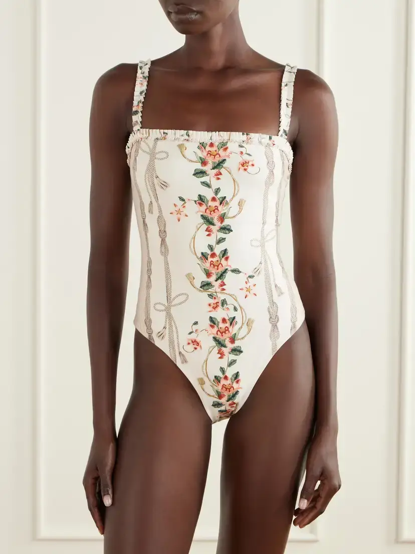 Agua by Agua Bendita Limón Navegante Floral-embroidered Recycled-blend Swimsuit | Thumbnail 2 Agua by Agua Bendita Limón Navegante Floral-embroidered Recycled-blend Swimsuit | Thumbnail 2