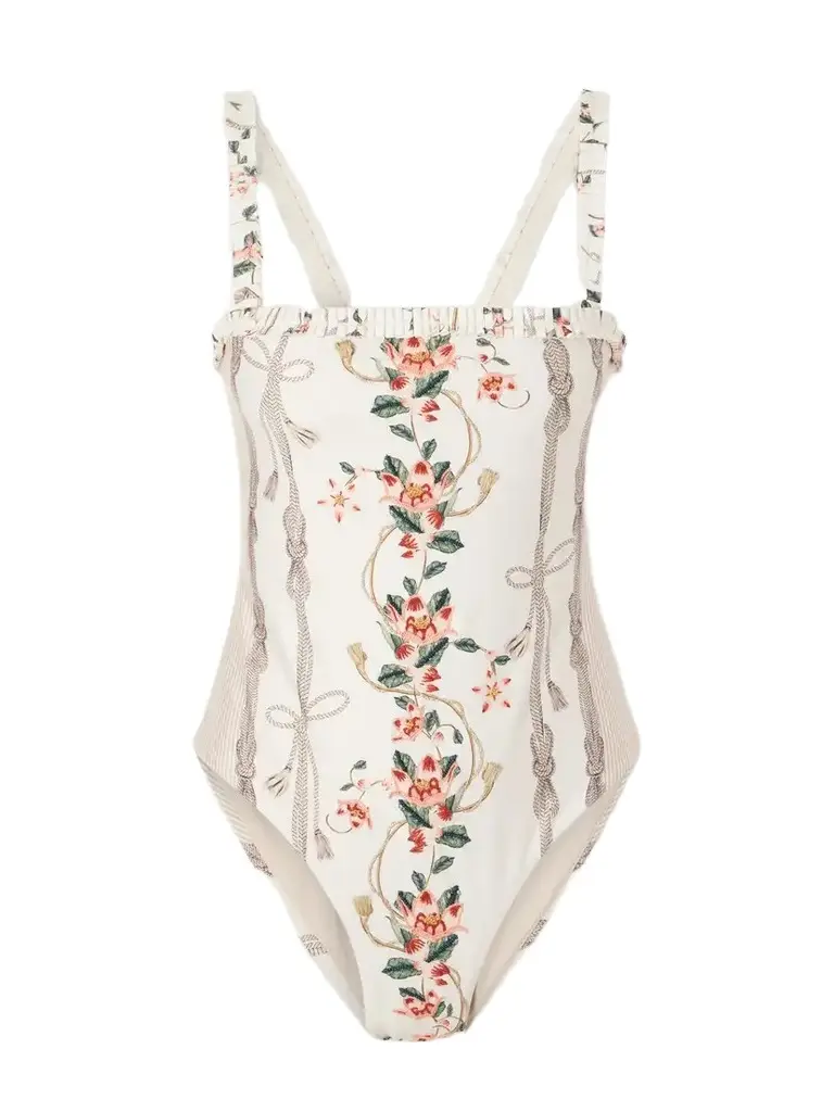 Agua by Agua Bendita Limón Navegante Floral-embroidered Recycled-blend Swimsuit | Image 1 Agua by Agua Bendita Limón Navegante Floral-embroidered Recycled-blend Swimsuit | Image 1