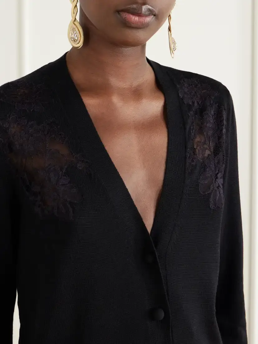 Valentino Garavani Lace-trimmed Wool Cardigan | Thumbnail 5 Valentino Garavani Lace-trimmed Wool Cardigan | Thumbnail 5