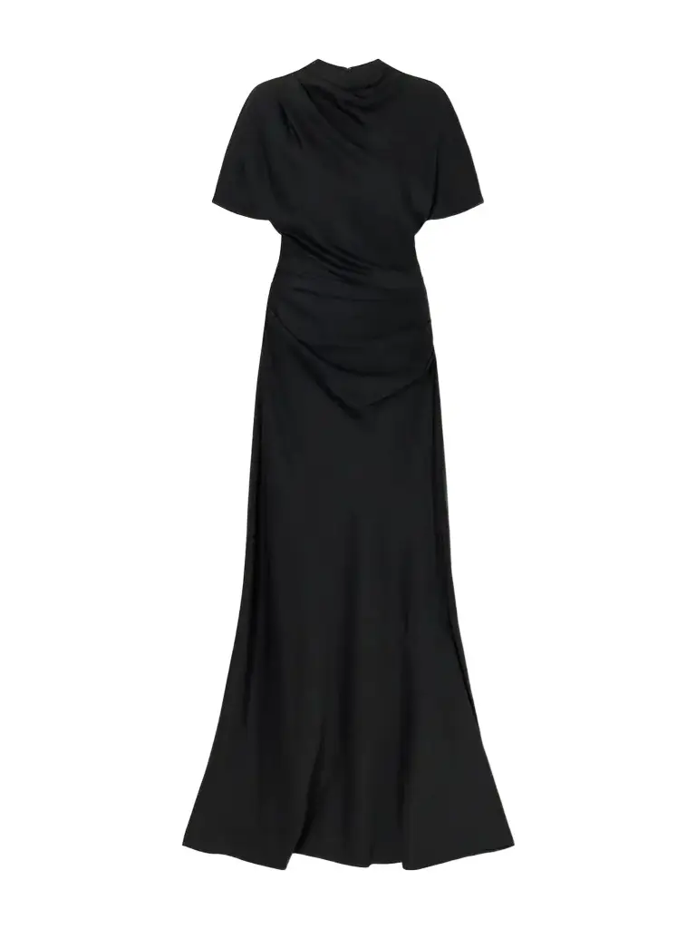 Open-back Gathered Jersey Maxi Dress