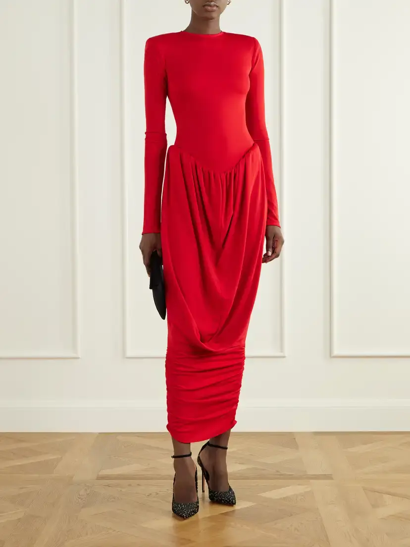 Ilkyaz Ozel Camino Gathered Crepe Gown | Thumbnail 2 Ilkyaz Ozel Camino Gathered Crepe Gown | Thumbnail 2