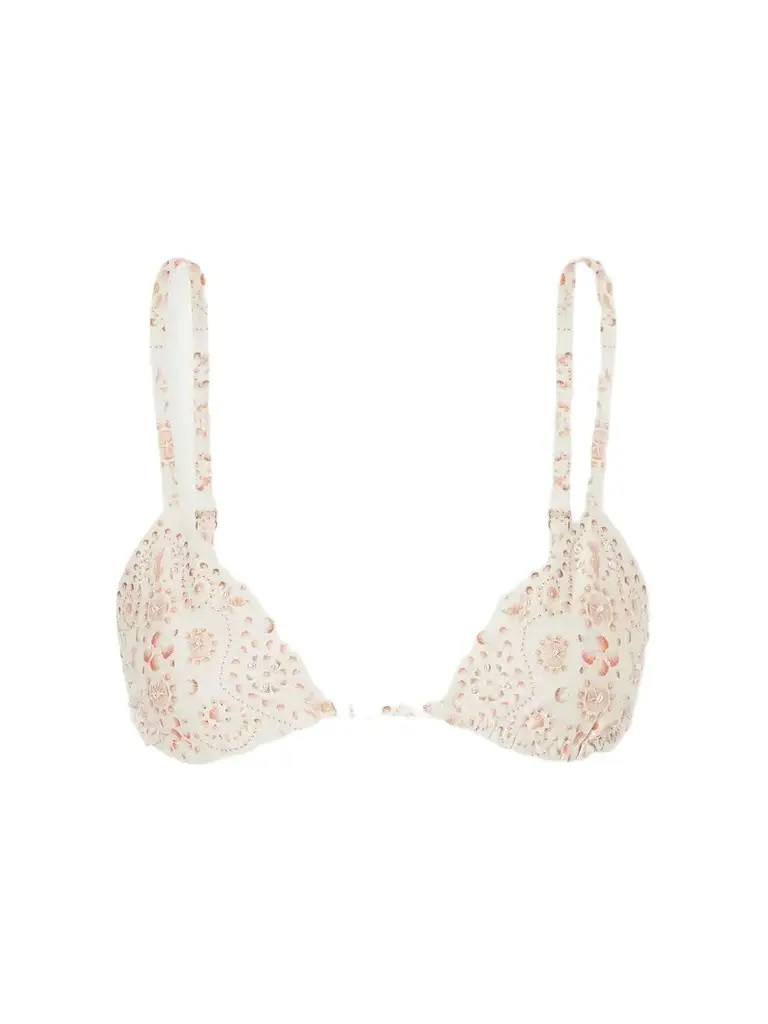 Agua by Agua Bendita Tulua Playa Bead-embellished Printed Recycled-blend Bikini Top | Image 1 Agua by Agua Bendita Tulua Playa Bead-embellished Printed Recycled-blend Bikini Top | Image 1