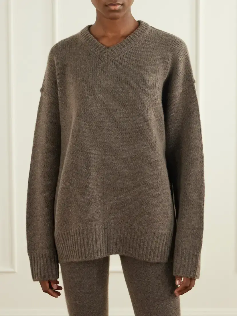 Nour Hammour Jude Oversized Cashmere And Wool-blend Sweater - Brown | Thumbnail 3 Nour Hammour Jude Oversized Cashmere And Wool-blend Sweater - Brown | Thumbnail 3