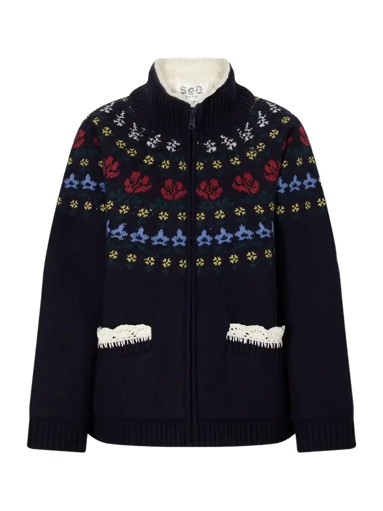 Sea Preston Crochet-trimmed Merino Wool-blend Jacket | Image 1 Sea Preston Crochet-trimmed Merino Wool-blend Jacket | Image 1
