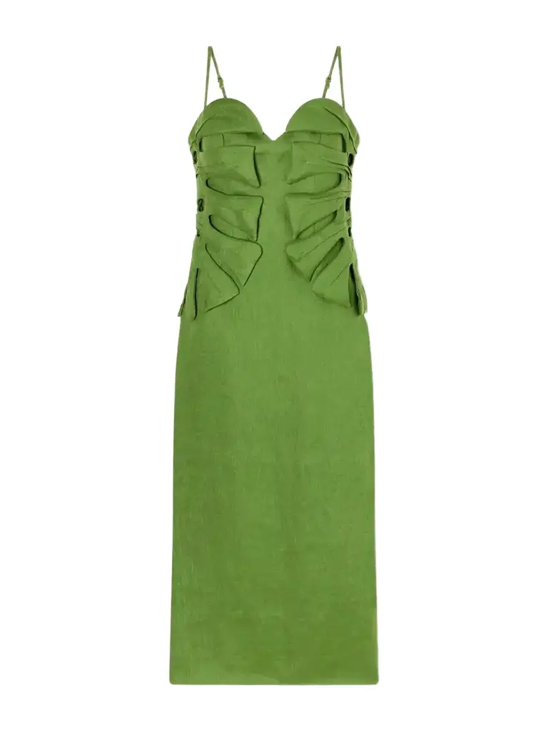 Farm Rio Monstera Leaf Linen Midi Dress | Image 1 Farm Rio Monstera Leaf Linen Midi Dress | Image 1