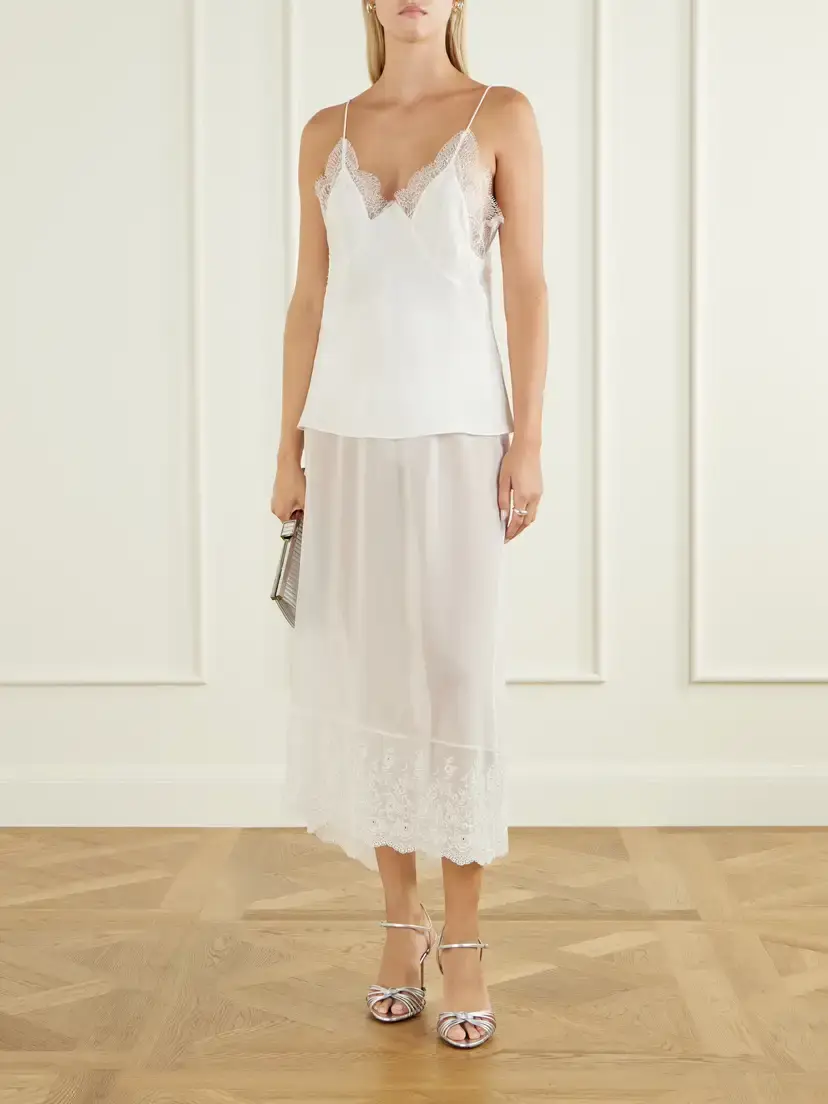 Magda Butrym Broderie Anglaise-trimmed Silk-crepe Midi-skirt | Thumbnail 2