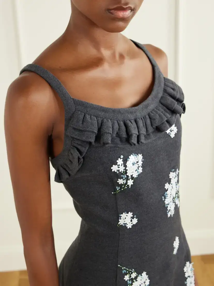 SHUSHU/TONG Sequin-embellished Ruffled Wool-blend Midi Dress | Thumbnail 4