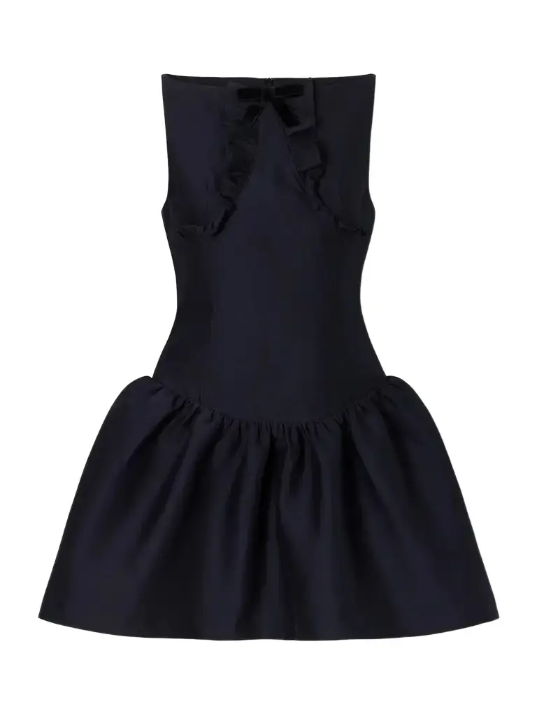 SHUSHU/TONG Bow-detail Ruffled Gathered Cady Mini Dress