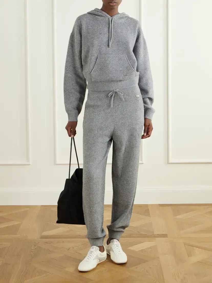 Victoria Beckham Lana Stretch Wool And Cashmere-blend Hoodie - Gray | Thumbnail 2 Victoria Beckham Lana Stretch Wool And Cashmere-blend Hoodie - Gray | Thumbnail 2