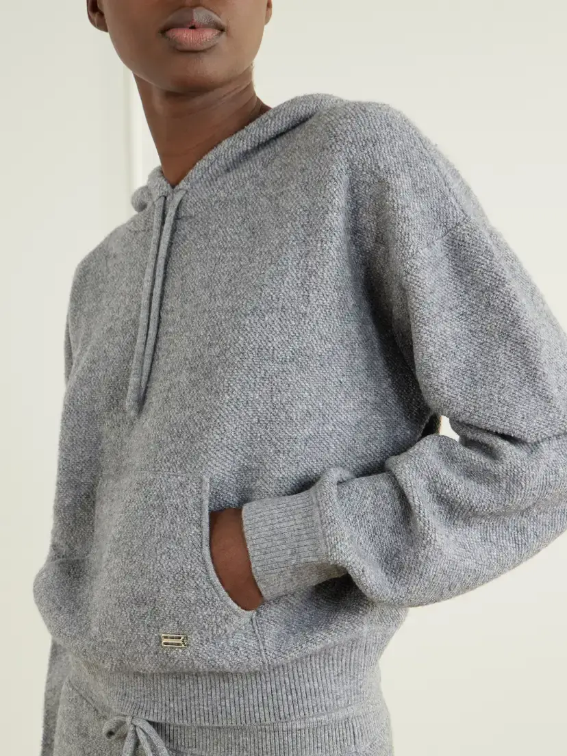Victoria Beckham Lana Stretch Wool And Cashmere-blend Hoodie - Gray | Thumbnail 4 Victoria Beckham Lana Stretch Wool And Cashmere-blend Hoodie - Gray | Thumbnail 4