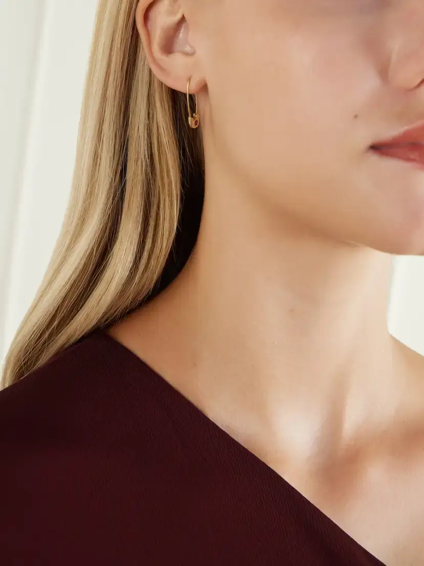 Loren Stewart Cirque Gold-tone Ruby Earring | Thumbnail 2 Loren Stewart Cirque Gold-tone Ruby Earring | Thumbnail 2