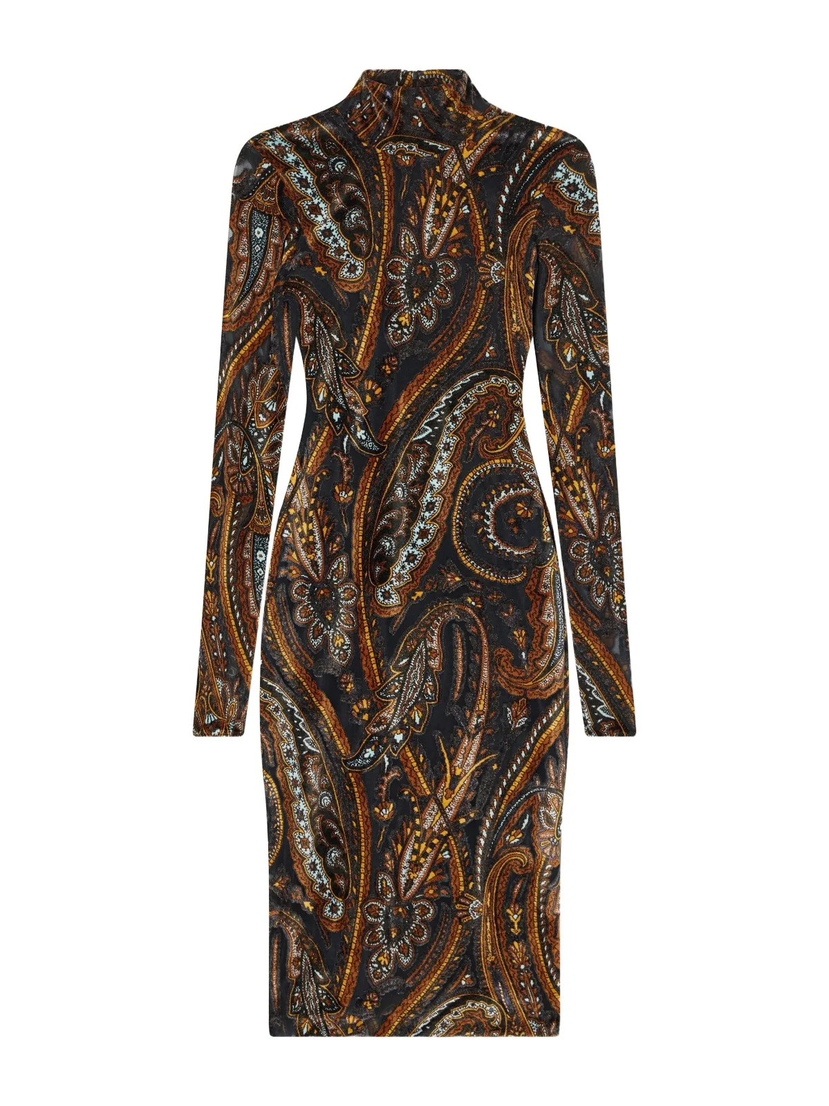 Printed Stretch-velvet Midi Dress