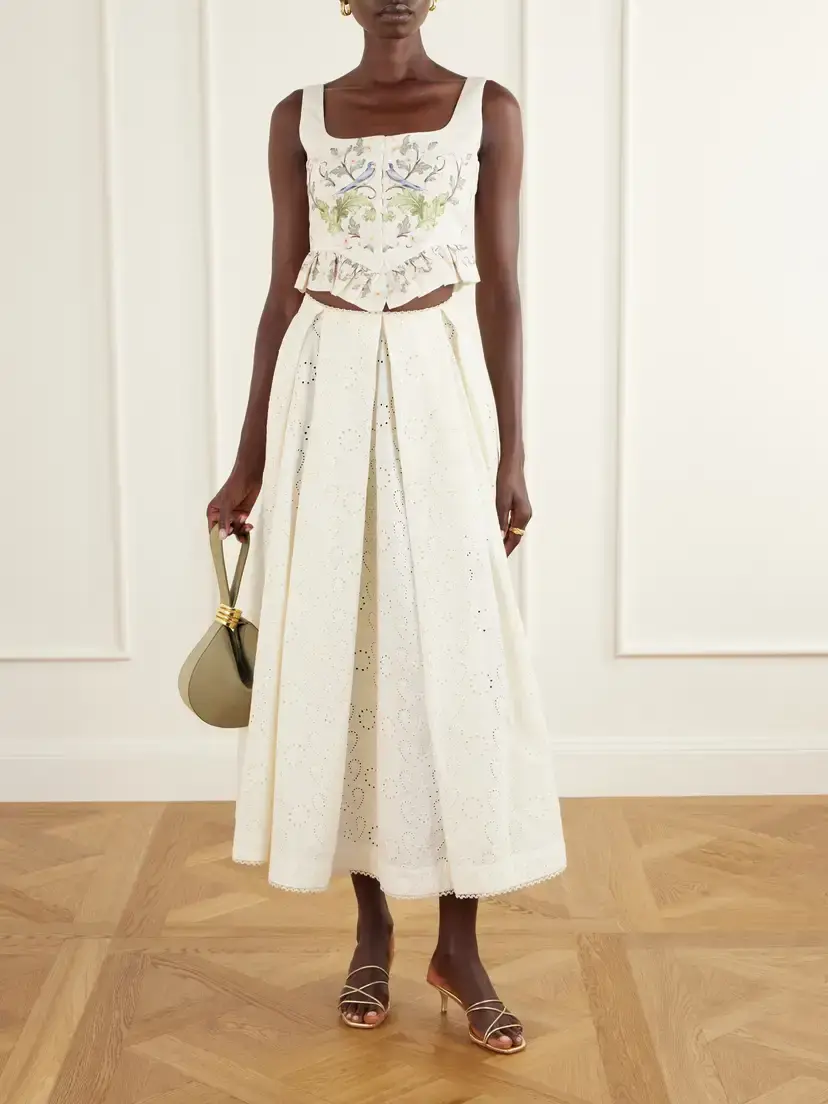 Agua by Agua Bendita Delta Playa Broderie Anglaise Cotton Midi Skirt | Thumbnail 2 Agua by Agua Bendita Delta Playa Broderie Anglaise Cotton Midi Skirt | Thumbnail 2